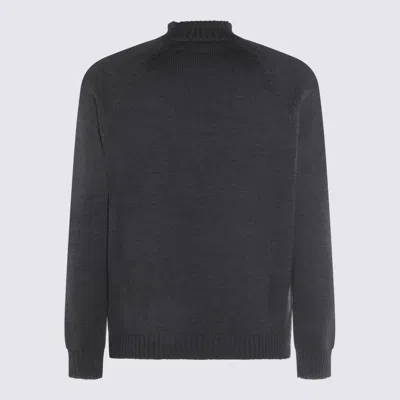 Zanone High Neck Raglan Sweater With Ribbed Cuffs And Hem In Black