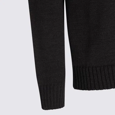 Zanone High Neck Raglan Sweater With Ribbed Cuffs And Hem In Black