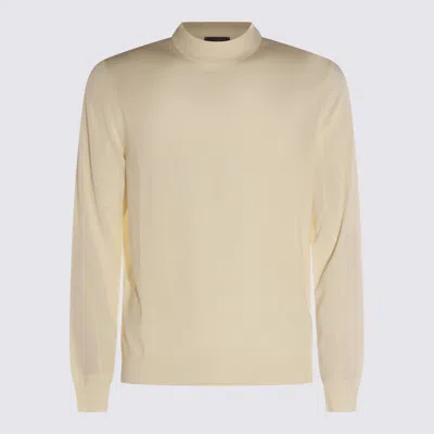 Zanone High Neck Long Sleeve Knit Sweater In Neutral