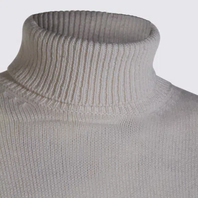 Brunello Cucinelli Long Sleeve Turtleneck Knitwear With Ribbed Cuffs And Hem In White