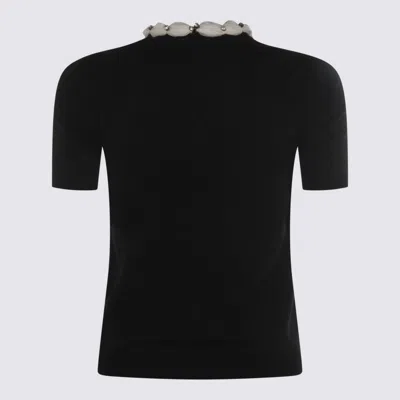 Valentino Embellished Neckline Fitted Short Sleeve Knitwear