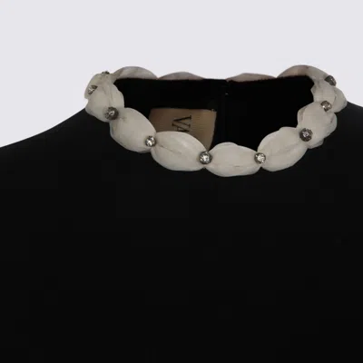 Valentino Embellished Neckline Fitted Short Sleeve Knitwear