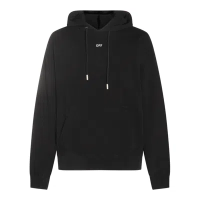 Off-white Logo Printed Drawstring Hoodie In Black