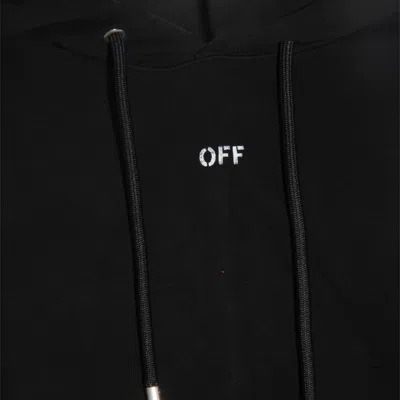 Off-white Logo Printed Drawstring Hoodie In Black