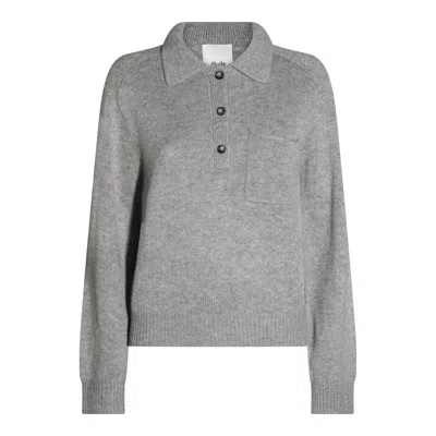 Allude Polo-neck Patch-pocket Sweater In Gray