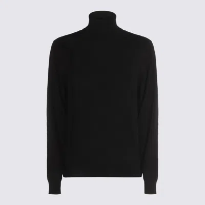 Malo Ribbed Turtleneck Crewneck Knitwear In Black