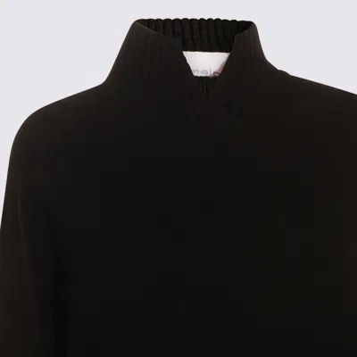 Malo Long Sleeve Knitwear Ribbed Collar In Black