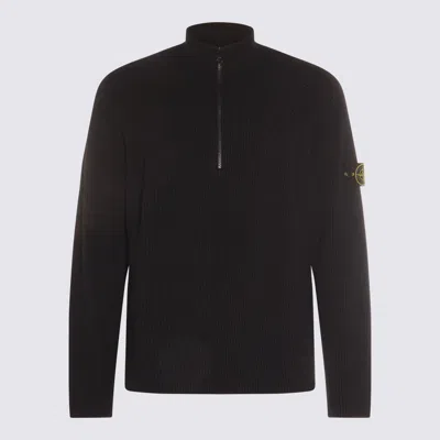 Stone Island Ribbed Crewneck Sweater Fitted Shape In Blue