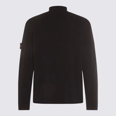 Stone Island Ribbed Crewneck Sweater Fitted Shape In Blue