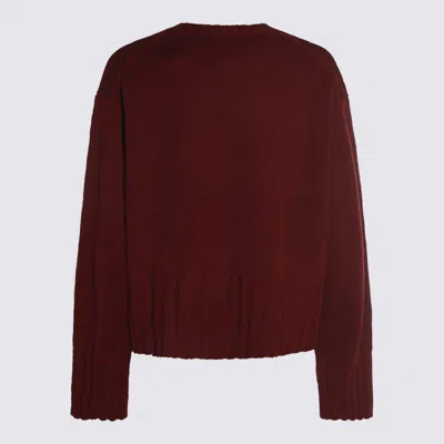 Allude Crew-neck Ribbed-knit Sweater In Red