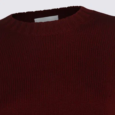 Allude Crew-neck Ribbed-knit Sweater In Red