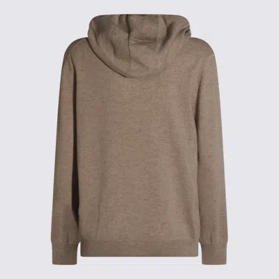 Malo Hooded Crewneck With Ribbed Cuffs In Brown