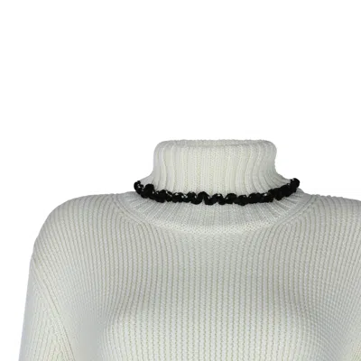 Jil Sander Long Sleeve Turtleneck Contrast Trim In White