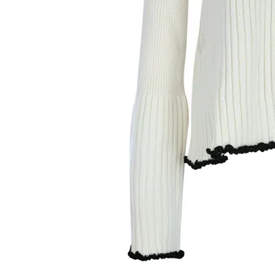 Jil Sander Long Sleeve Turtleneck Contrast Trim In White