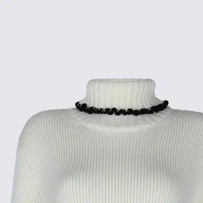 Jil Sander Long Sleeve Turtleneck Contrast Trim In White
