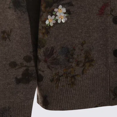 Blumarine Printed Wool Blend Oversize Cardigan In Gray