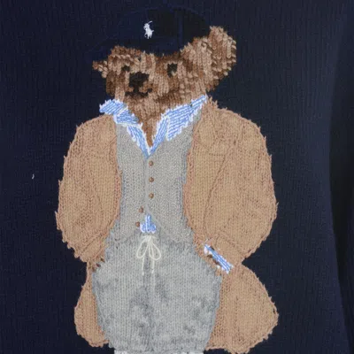 Polo Ralph Lauren Womens Polo Bear Embroidered Wool And Cashmere Jumper Hunter Navy In Blue