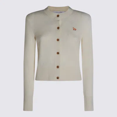 Maison Kitsuné Profile Fox-embroidered Button Cardigan In Neutral
