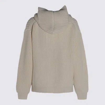 Malo Textured Knit Hooded Crewneck Sweater In Neutral