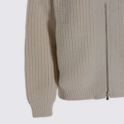 Malo Textured Knit Hooded Crewneck Sweater In Neutral