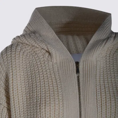 Malo Textured Knit Hooded Crewneck Sweater In Neutral