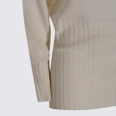 Malo Long Sleeve High Neck Knitwear Top In Neutral