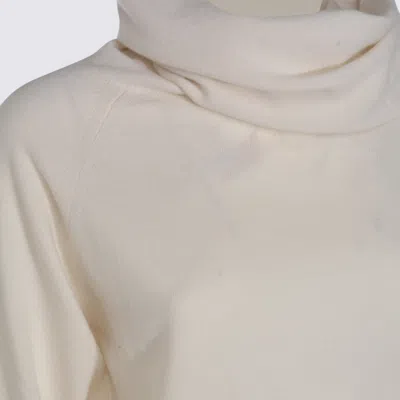 Malo Long Sleeve High Neck Knitwear Top In Neutral