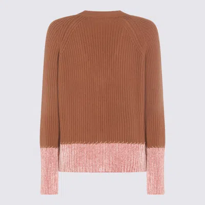 Marni Long Sleeve Merino Wool V-neck Cardigan In Brown