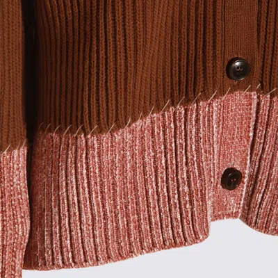 Marni Long Sleeve Merino Wool V-neck Cardigan In Brown