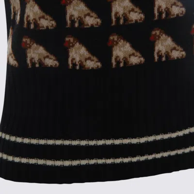 Valentino Sleeveless V Neck Dog Pattern Knitwear In Brown