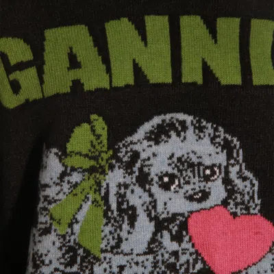 Ganni Dark Grey Puppy Wool-blend Sweater Women In Gray