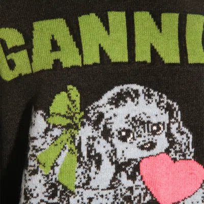 Ganni Dark Grey Puppy Wool-blend Sweater Women In Gray