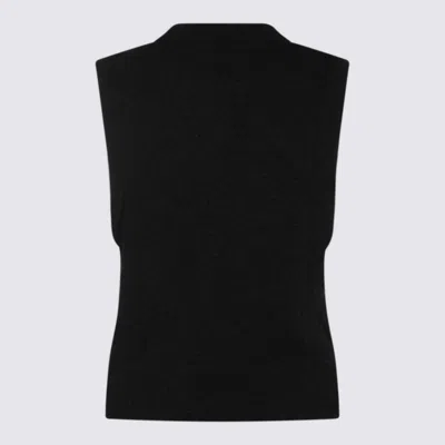 Ganni Dark Grey Rose Wool-blend Vest Women In Black
