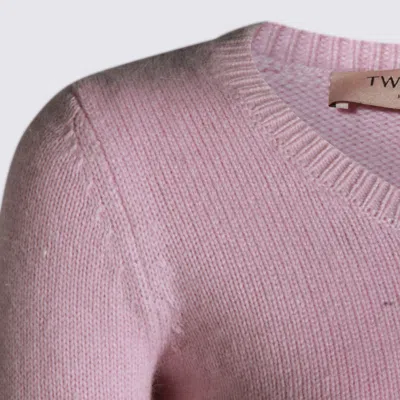 Twinset Round-neck Cropped Sweater In Pink