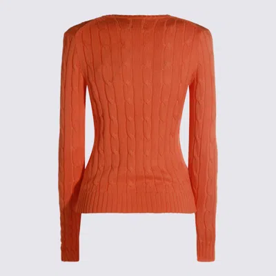 Polo Ralph Lauren Cable Knit Pullover With Ribbed Finish In Orange