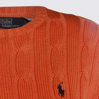 Polo Ralph Lauren Cable Knit Pullover With Ribbed Finish In Orange