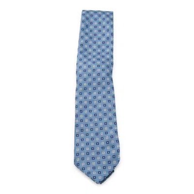 Zegna Geometric-pattern Tie In Blue