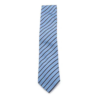 Zegna Diagonal Striped Tie Pointed Shape In Blue