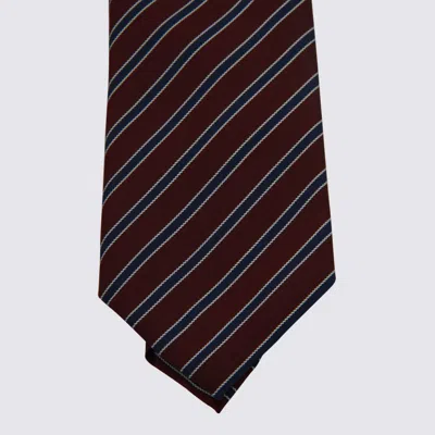 Zegna Striped Pattern Pointed Tip Ties In Brown