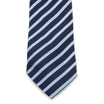 Zegna Diagonal Striped Ties Standard Width In Blue