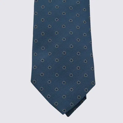 Zegna Patterned Ties In Standard Width Style In Blue