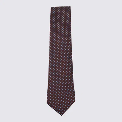 Zegna Slim Ties With Pointed Tip And Pattern In Brown