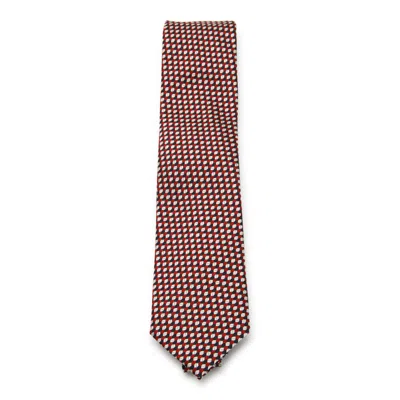 Zegna Geometric Silk Tie Pointed Tip In Red