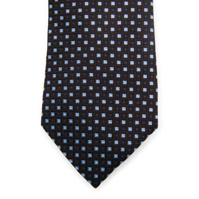 Zegna Geometric Pattern Tie Pointed Tip In Blue