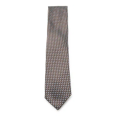 Zegna Geometric-pattern Tie In Brown