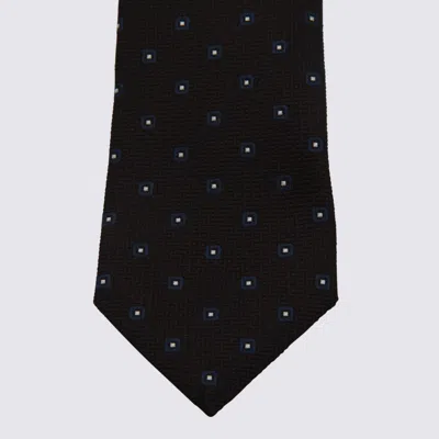Zegna Slim Square Pattern Ties Collection In Black