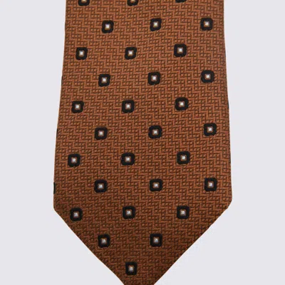 Zegna Geometric Pattern Tie Square Motifs In Brown
