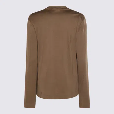 Fabiana Filippi Long Sleeve Cowl Neck Top Design In Brown