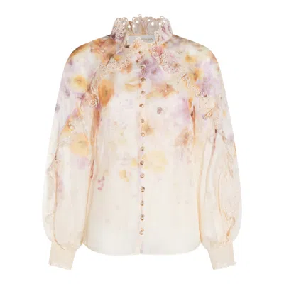 Zimmermann Printed Linen Blend Memento Shirt In Multi