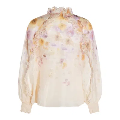 Zimmermann Printed Linen Blend Memento Shirt In Multi